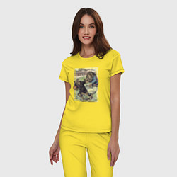 Пижама хлопковая женская English Rugby, цвет: желтый — фото 2