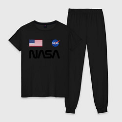 Пижама хлопковая женская NASA НАСА, цвет: черный