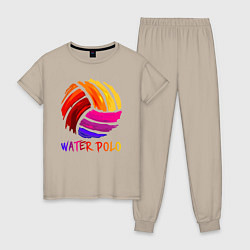 Пижама хлопковая женская Мяч для водного поло, цвет: миндальный