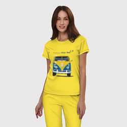Пижама хлопковая женская Я люблю вас Yellow-blue bus, цвет: желтый — фото 2