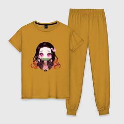 Пижама хлопковая женская Незуко Камадо, цвет: горчичный