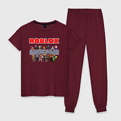 Пижама хлопковая женская ROBLOX, цвет: меланж-бордовый