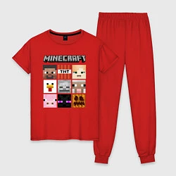 Пижама хлопковая женская MINECRAFT, цвет: красный