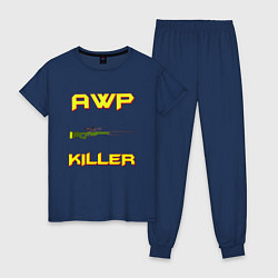 Пижама хлопковая женская AWP killer 2, цвет: тёмно-синий