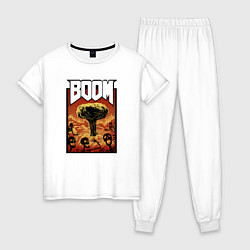 Пижама хлопковая женская DOOM BOOM, цвет: белый