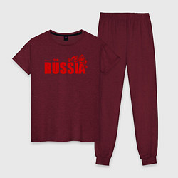 Пижама хлопковая женская Russia, цвет: меланж-бордовый