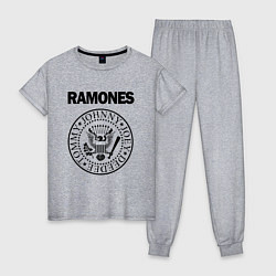 Пижама хлопковая женская RAMONES, цвет: меланж