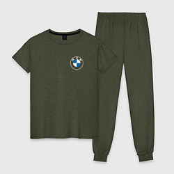 Пижама хлопковая женская BMW LOGO 2020, цвет: меланж-хаки