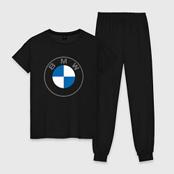 Пижама хлопковая женская BMW LOGO 2020, цвет: черный