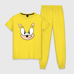 Пижама хлопковая женская Sonic лицо, цвет: желтый