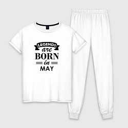 Пижама хлопковая женская Legends are born in May, цвет: белый