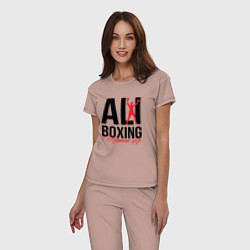 Пижама хлопковая женская Muhammad Ali, цвет: пыльно-розовый — фото 2