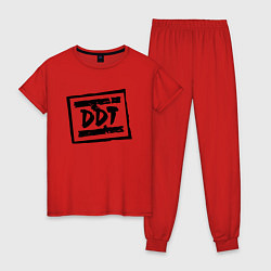 Пижама хлопковая женская ДДТ Лого, цвет: красный