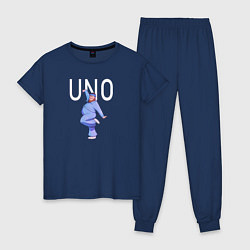 Пижама хлопковая женская Little Big: UNO, цвет: тёмно-синий