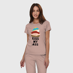 Пижама хлопковая женская KISS MY ASS, цвет: пыльно-розовый — фото 2