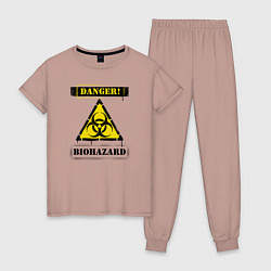 Пижама хлопковая женская Biohazard, цвет: пыльно-розовый