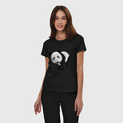 Пижама хлопковая женская Панда, цвет: черный — фото 2