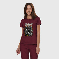Пижама хлопковая женская Slipknot, цвет: меланж-бордовый — фото 2