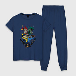 Пижама хлопковая женская Гарри Поттер, цвет: тёмно-синий