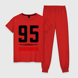 Пижама хлопковая женская 95 Chechnya цвета красный — фото 1