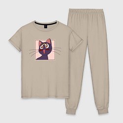 Пижама хлопковая женская Luna, Sailor Moon, цвет: миндальный