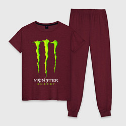 Пижама хлопковая женская MONSTER ENERGY, цвет: меланж-бордовый