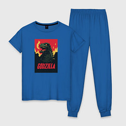Пижама хлопковая женская Godzilla, цвет: синий