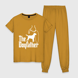 Пижама хлопковая женская The Dogfather - пародия, цвет: горчичный
