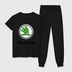 Пижама хлопковая женская SKODA, цвет: черный