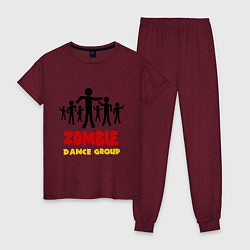 Пижама хлопковая женская Zombie dance group цвета меланж-бордовый — фото 1