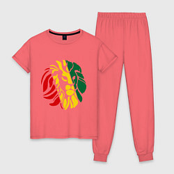 Пижама хлопковая женская Раста лев, цвет: коралловый