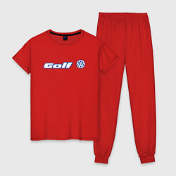 Пижама хлопковая женская Volkswagen Golf Z, цвет: красный