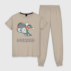 Пижама хлопковая женская Donald Skateboarding, цвет: миндальный