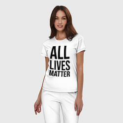 Пижама хлопковая женская ALL LIVES MATTER, цвет: белый — фото 2