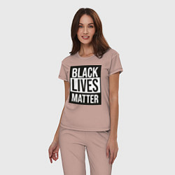 Пижама хлопковая женская BLACK LIVES MATTER, цвет: пыльно-розовый — фото 2