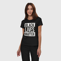 Пижама хлопковая женская BLACK LIVES MATTER, цвет: черный — фото 2