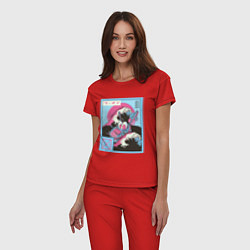 Пижама хлопковая женская Vaporwave Ramen, цвет: красный — фото 2