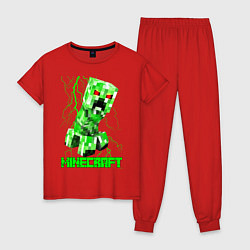 Пижама хлопковая женская MINECRAFT CREEPER, цвет: красный