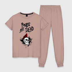 Пижама хлопковая женская Punks not dead, цвет: пыльно-розовый