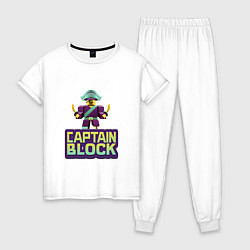 Пижама хлопковая женская Roblox Captain Block Роблокс, цвет: белый