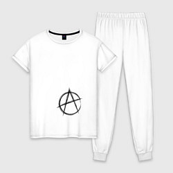 Пижама хлопковая женская Я анархист, цвет: белый