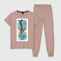 Пижама хлопковая женская Justice League, цвет: пыльно-розовый