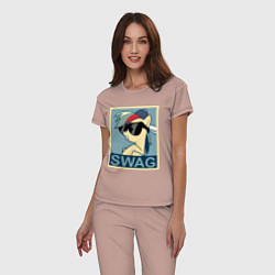 Пижама хлопковая женская Rainbow Dash swag, цвет: пыльно-розовый — фото 2