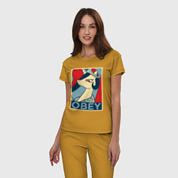 Пижама хлопковая женская Trixie OBEY, цвет: горчичный — фото 2