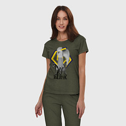 Пижама хлопковая женская Don't blink, цвет: меланж-хаки — фото 2