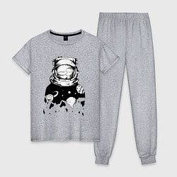 Пижама хлопковая женская Космонавт, цвет: меланж