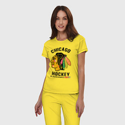 Пижама хлопковая женская CHICAGO BLACKHAWKS NHL, цвет: желтый — фото 2