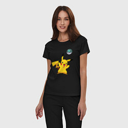 Пижама хлопковая женская Pokemon pikachu 1, цвет: черный — фото 2