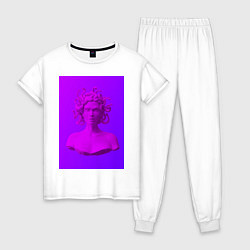 Пижама хлопковая женская Vaporwave art 1-1, цвет: белый