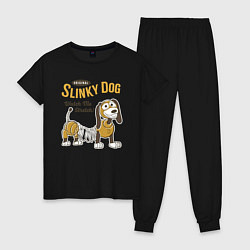 Пижама хлопковая женская Slinky Dog, цвет: черный